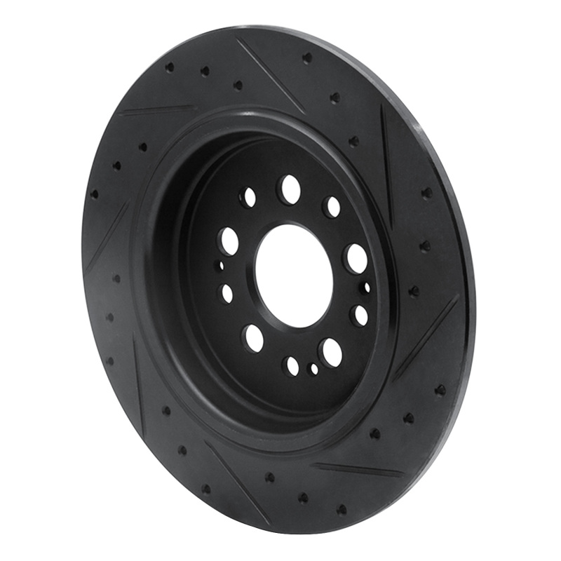 Acura RDX Brake Rotor (1) - Rear Left - R1 Concepts - Drilled & Slotted - Black - `17-`25